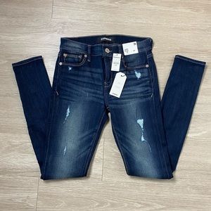 Express Mid Rise Distressed Stretch Legging Jeans